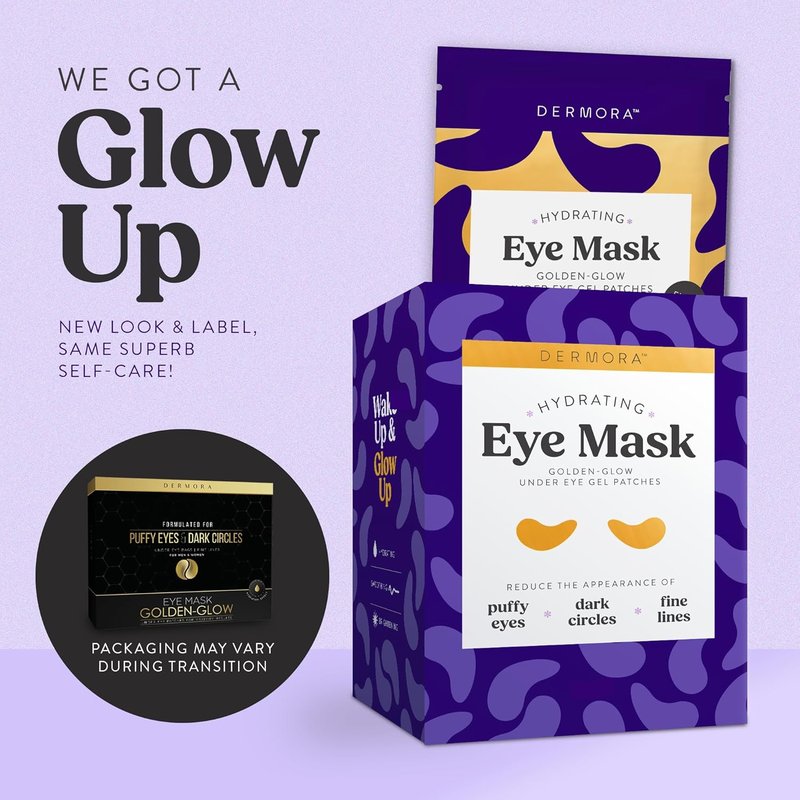 Golden Glow Under Eye Patches - Hydrating Soft Gel Masks for Puffiness, Dark Circles & Fine Lines | 100 Pairs