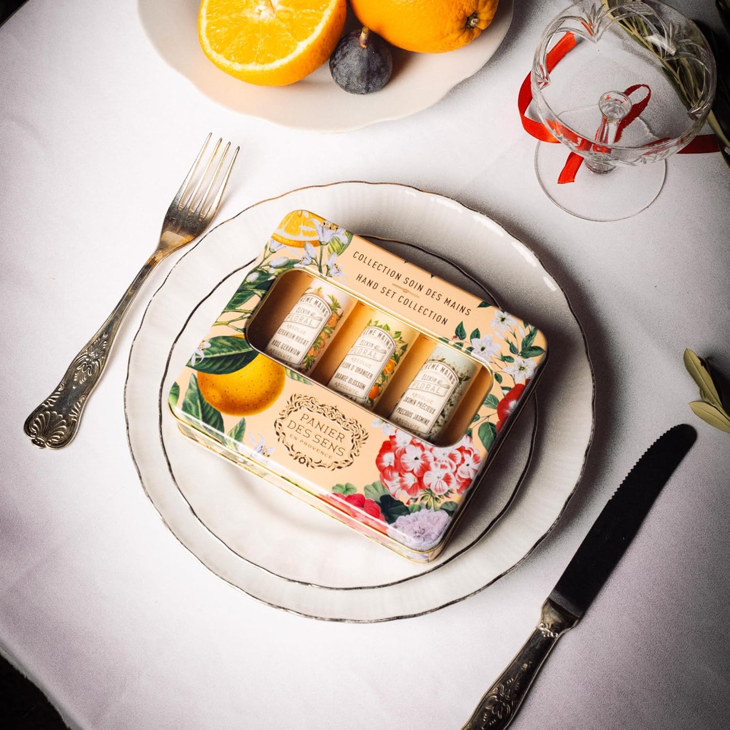 Panier des Sens Mini Hand Cream Set | 96% Natural Orange Blossom, Jasmine & Geranium - Travel Size 3x1 Fl Oz