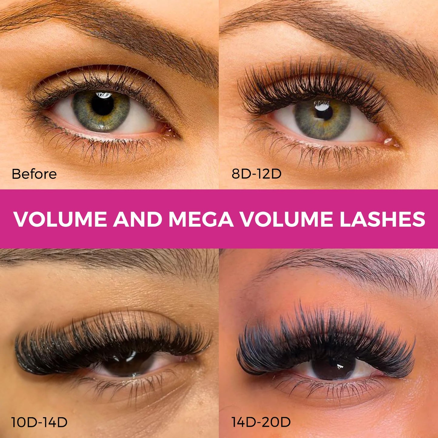 Eyesy Lash 500 Promade Fans 10D - Volume Premade Lash Fans for Eyelash Extensions Pointy Base Handmade Loose Pre Made Eyelashes Middle Stem Soft and Lightweight (10D 0.03 D 12mm)