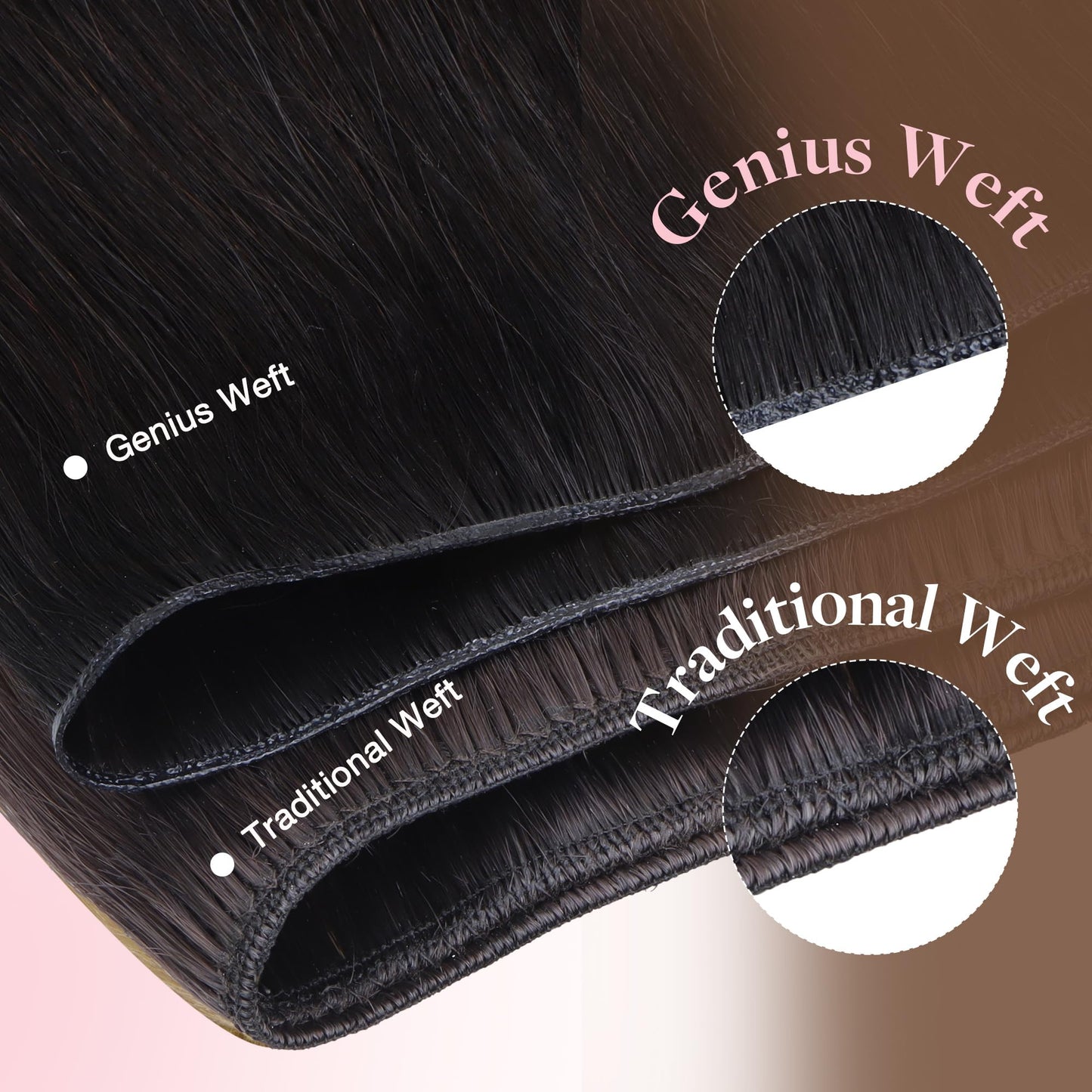 GOO GOO Genius Weft Hair Extensions Human Hair, Sew In Hair Extensions Rooted Remy Weft, 60A Platinum Blonde 14inch 40g, Hand Tied