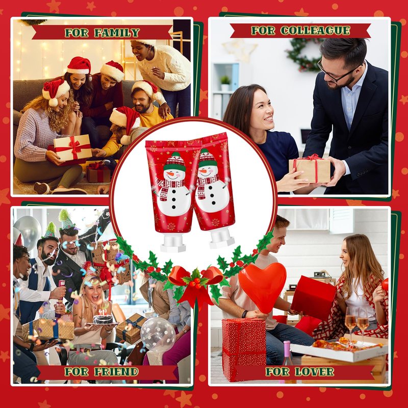 Heigble 30 Pcs Holiday Hand Cream Bulk Winter Gifts for Women Christmas Party Favors Mini Hand Lotion Set 1.1 Fl oz Travel Size for Dry Skin Women Mom Coworkers(Snowman)