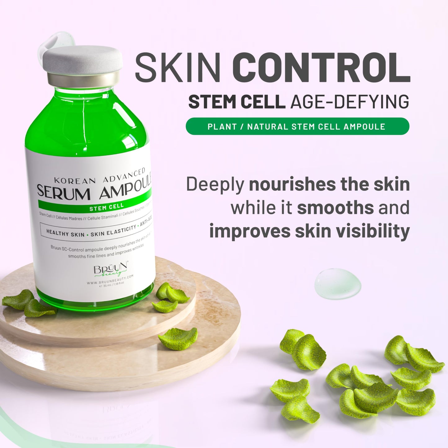 BRÜUN SC - Control Botanical Stem Cell Ampoule - Korean Serum Booster for Face and Body Skin Care Serum 1.18 fl.oz