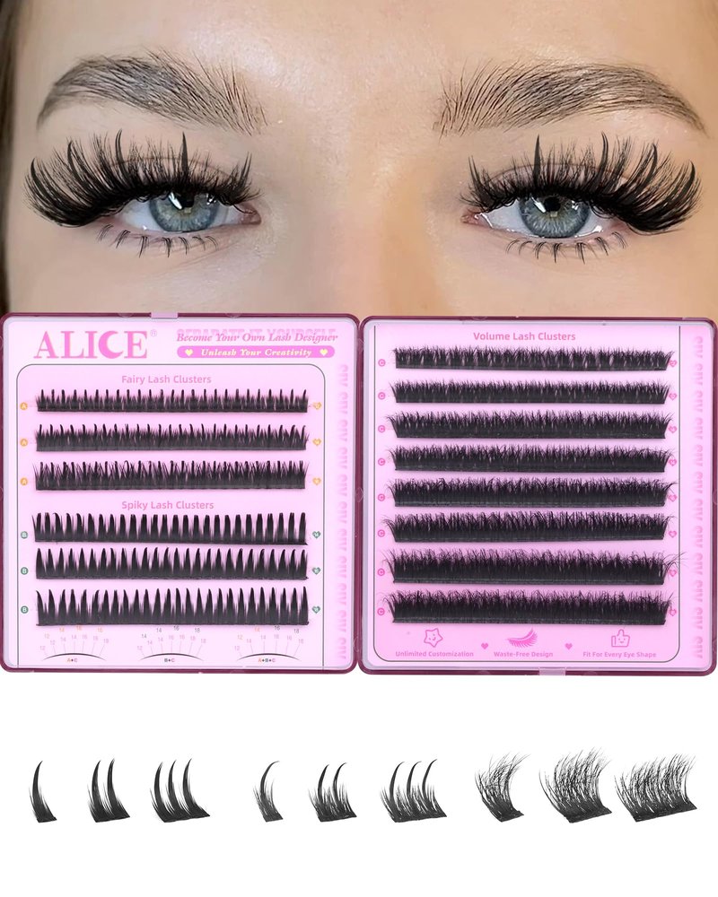 ALICE Flaunt Lash Clsuters Eyelash Clusters, Fluff Lash Extensions Anime Spiky Eyelash Extensions, Fairy Manga Volume Individual Lashes with Bottom Lashes 8-18mm SIY Separate it Yourself