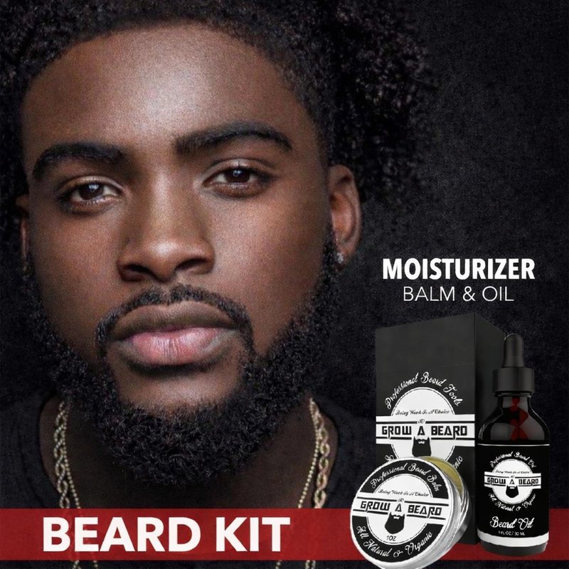 Beard Straightener Grooming Kit for Men, Beard Growth Kit, Wash, Brush & Comb, Unscented Growth Oil, All Natural Sandalwood Balm, Conditioner, Razor & Scissors, Great Gift Idea for Men's (Black)