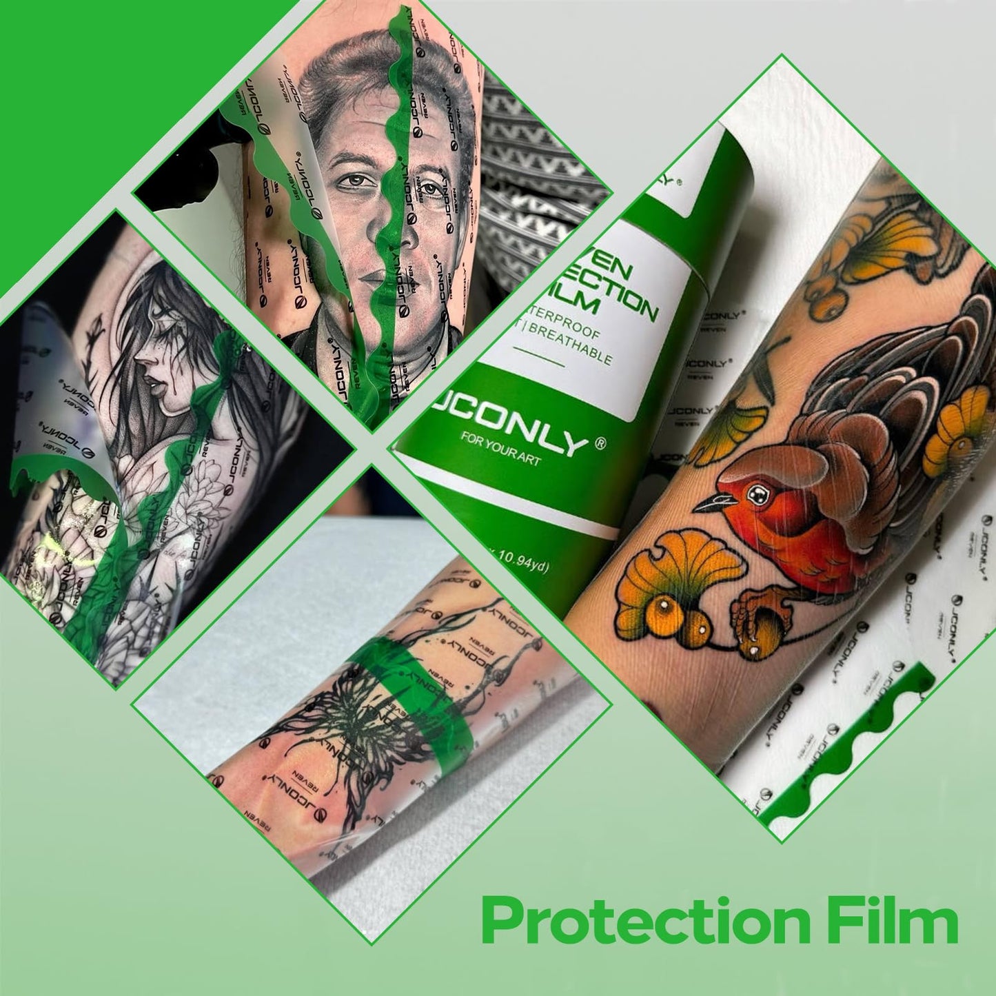 Tattoo Aftercare Bandage 5.9 Inches x 10.9 Yard Second Skin Tattoo Cover Up Patch 0.02MM Tattooing Protection Film Roll Transparent Waterproof Aftercare Wraps for Healing Skin Recovery Film