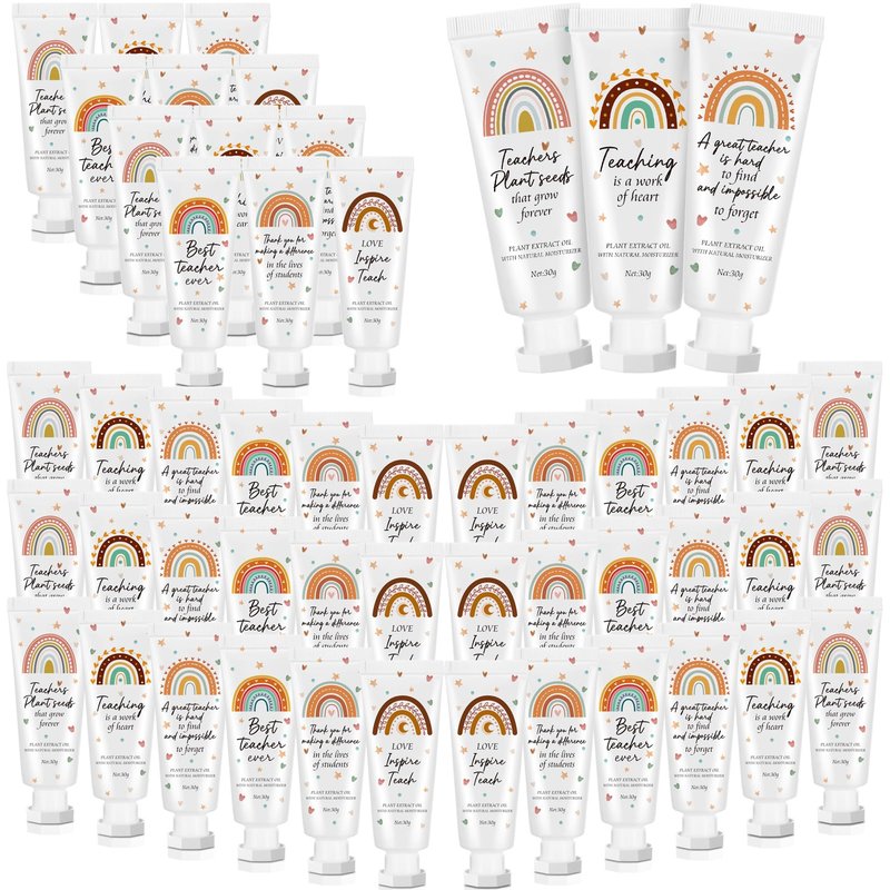 Dansib 48 Pcs Teacher Appreciation Gift Bulk Hand Cream Boho Rainbow Teacher Employee Staff Appreciation Hand Lotion Team Gift Bulk Travel Size Lotion Cream Moisturizing for Women Men Coworkers