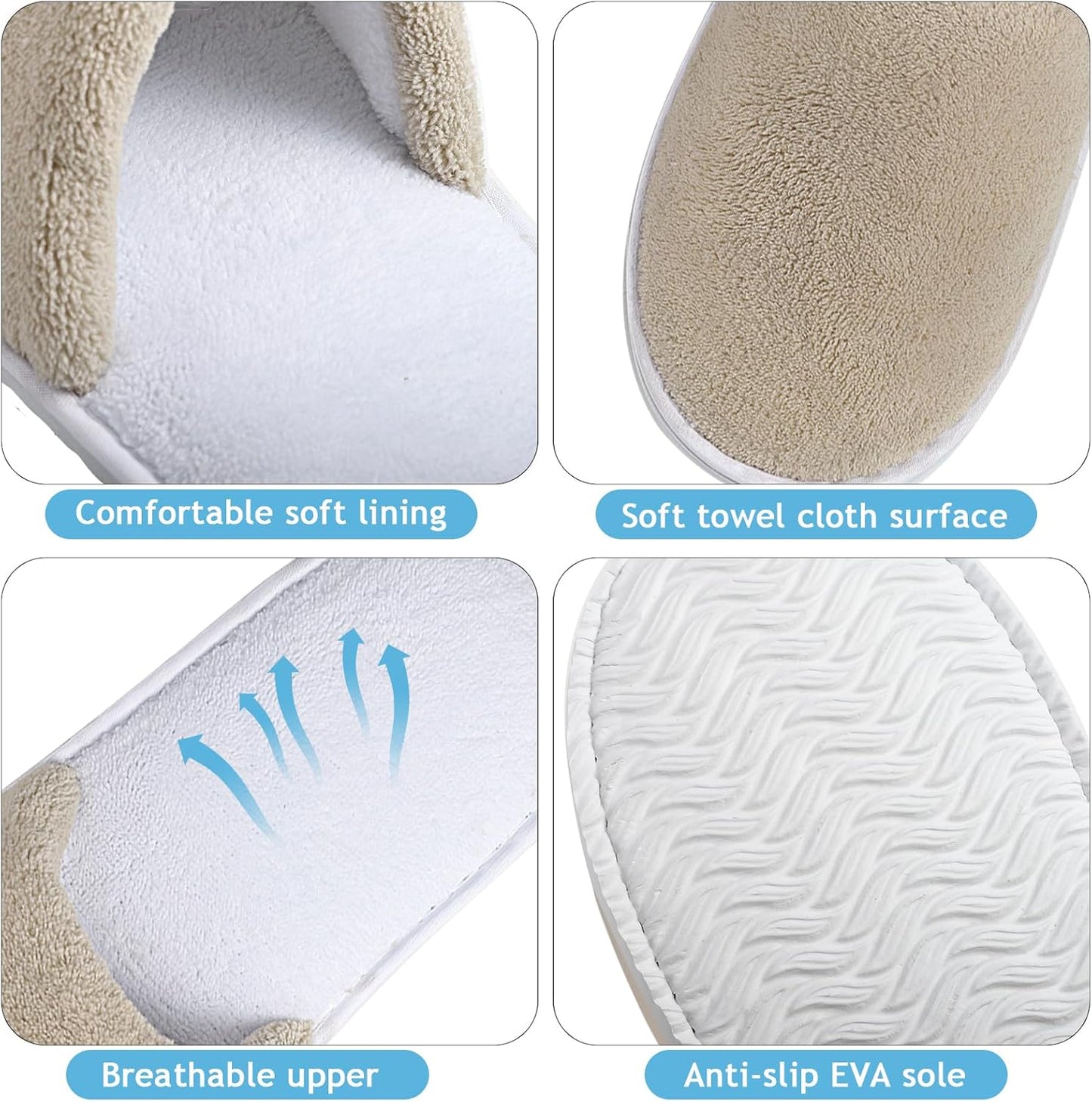 Disposable Spa Slippers - Grey Closed Toe Non-Slip Coral Fleece | 12 Pairs for Hotels & Home Use