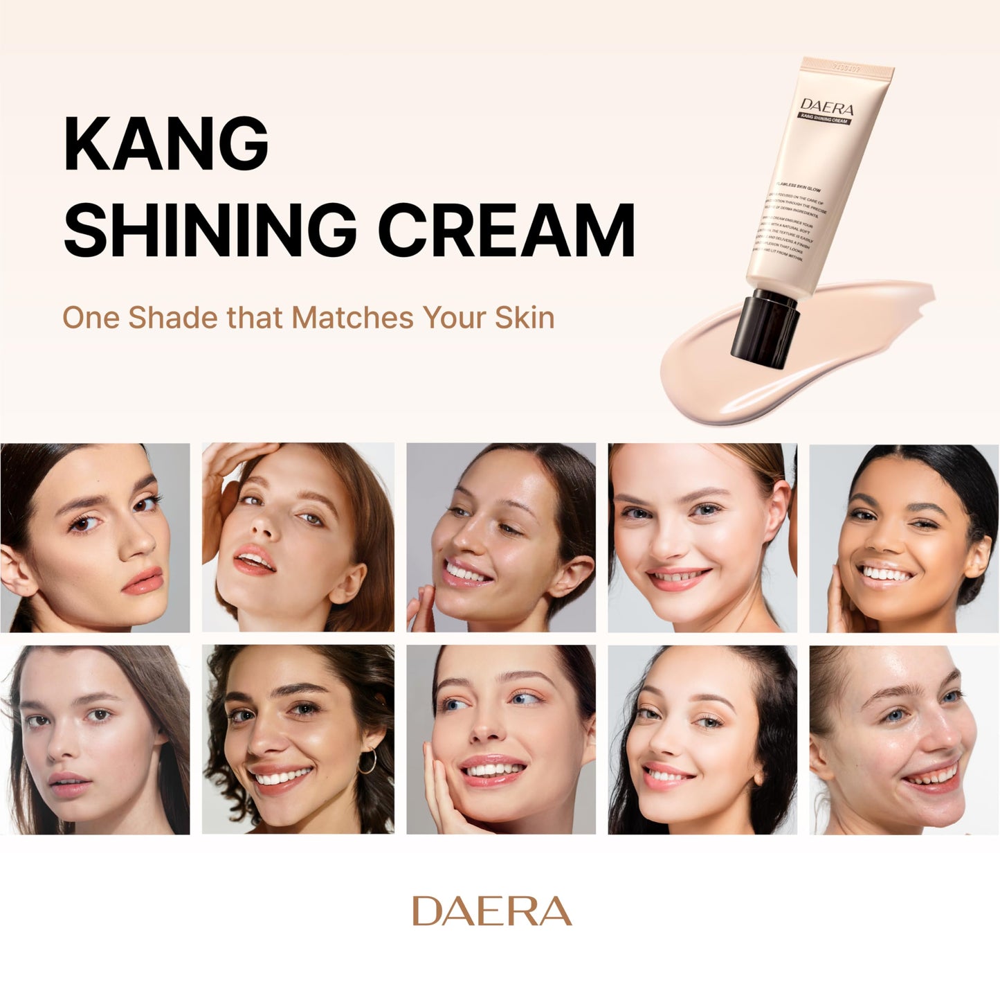 DAERA Full Coverage BB Cream Tinted Moisturizer Foundation, Flawless Glass Skin Makeup, Instant Radiance for Uneven Skin, Long Lasting Lightweight Hydrating, Self Adjusting Shade (Neutral), 1.35 fl oz