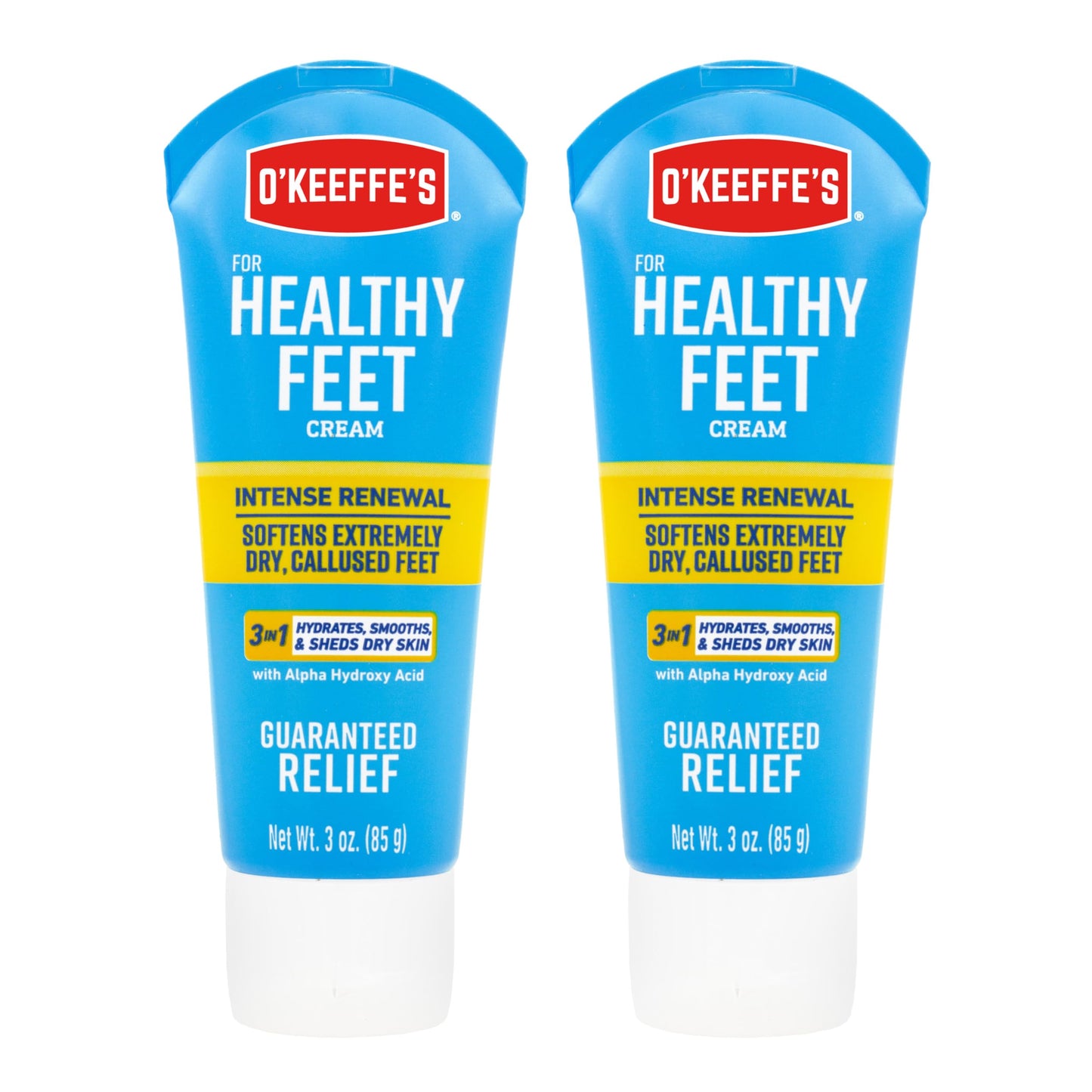 O'Keeffe's for Healthy Feet Intense Renewal Cream with Urea & Alpha Hydroxy Acid - 3 oz Tube - Chemically Exfoliates and Softens Extremely Callused, Dry Feet (Pack of 2)
