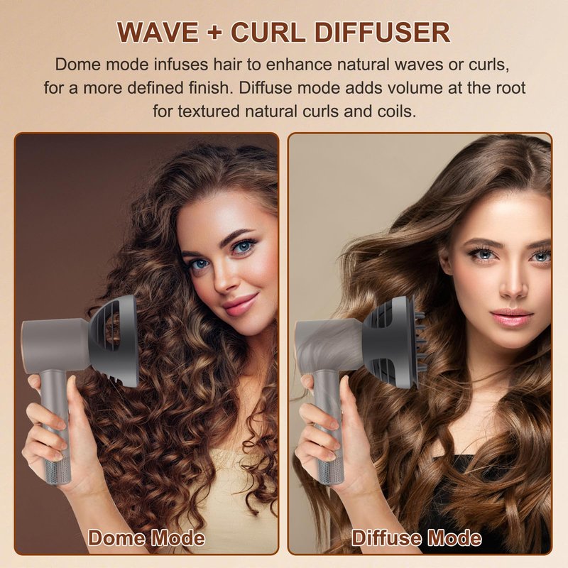 Wave+Curl Diffuser Attachment for Dyson Supersonic Hair Dryer HD19(travel) HD01 HD02 HD03 HD04 HD08 HD15, Fast Drying, Dome and Diffuse Modes for Wave Curly Thick, Adding Volume and Define, Gray