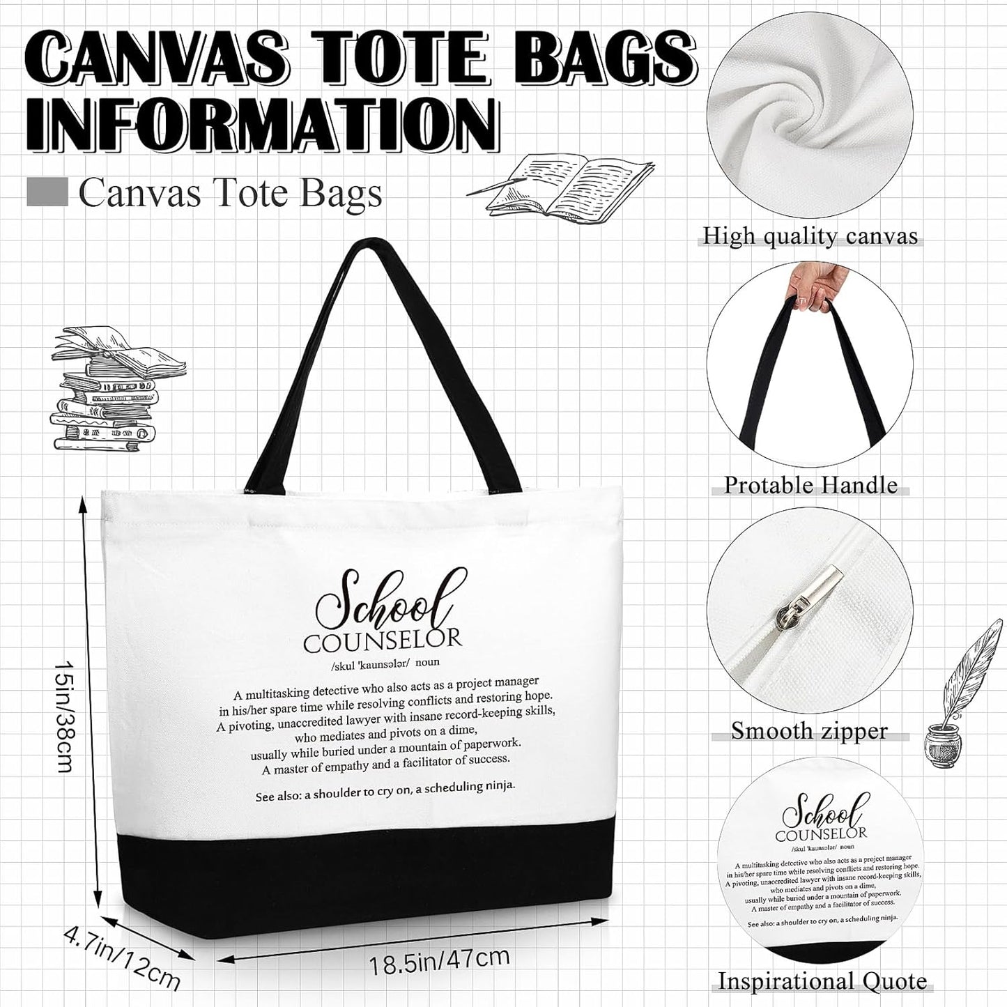 Guidance Counselor Gift - Canvas Tote Bag for School Counselors | Graduation Appreciation