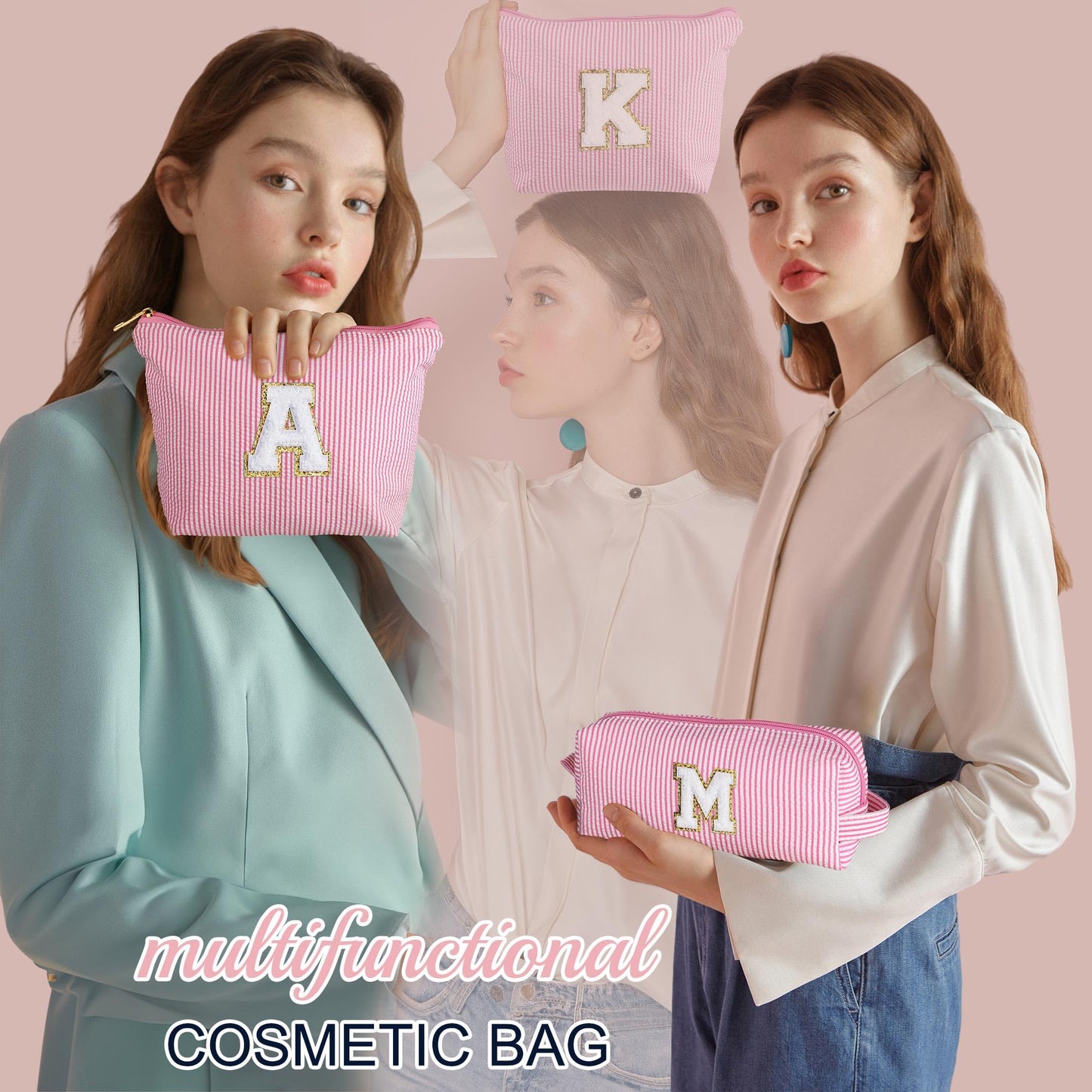 YOOLIFE Personalized Teen Girl Gifts Initial Cute Cosmetic Makeup Bag