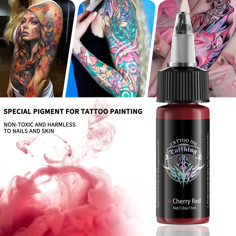 Tuffking Tattoo Ink Set 1/2 oz Pigment Tatoo Ink Professional Tattoo Ink Color Set 14 Colors(14 Colors 15ml)