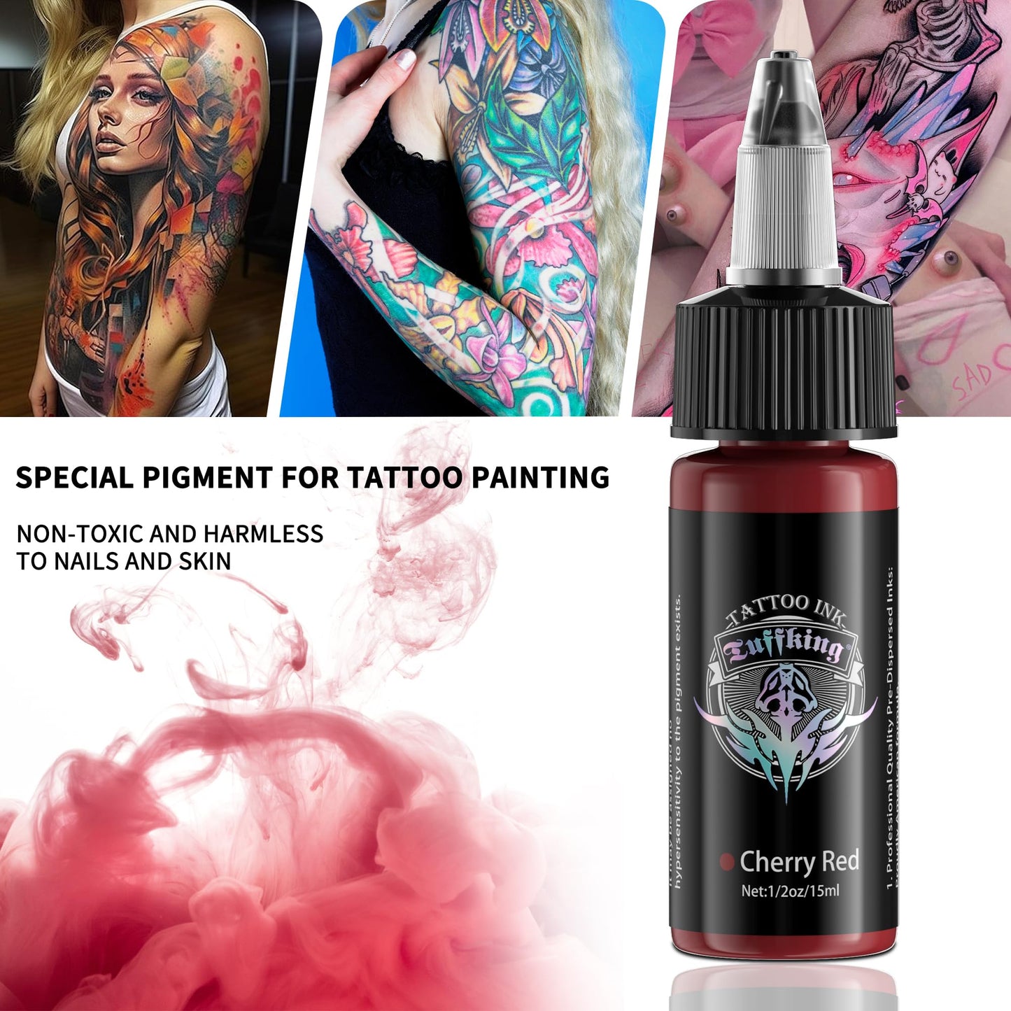Tuffking Tattoo Ink Set 1/2 oz Pigment Tatoo Ink Professional Tattoo Ink Color Set 14 Colors(14 Colors 15ml)