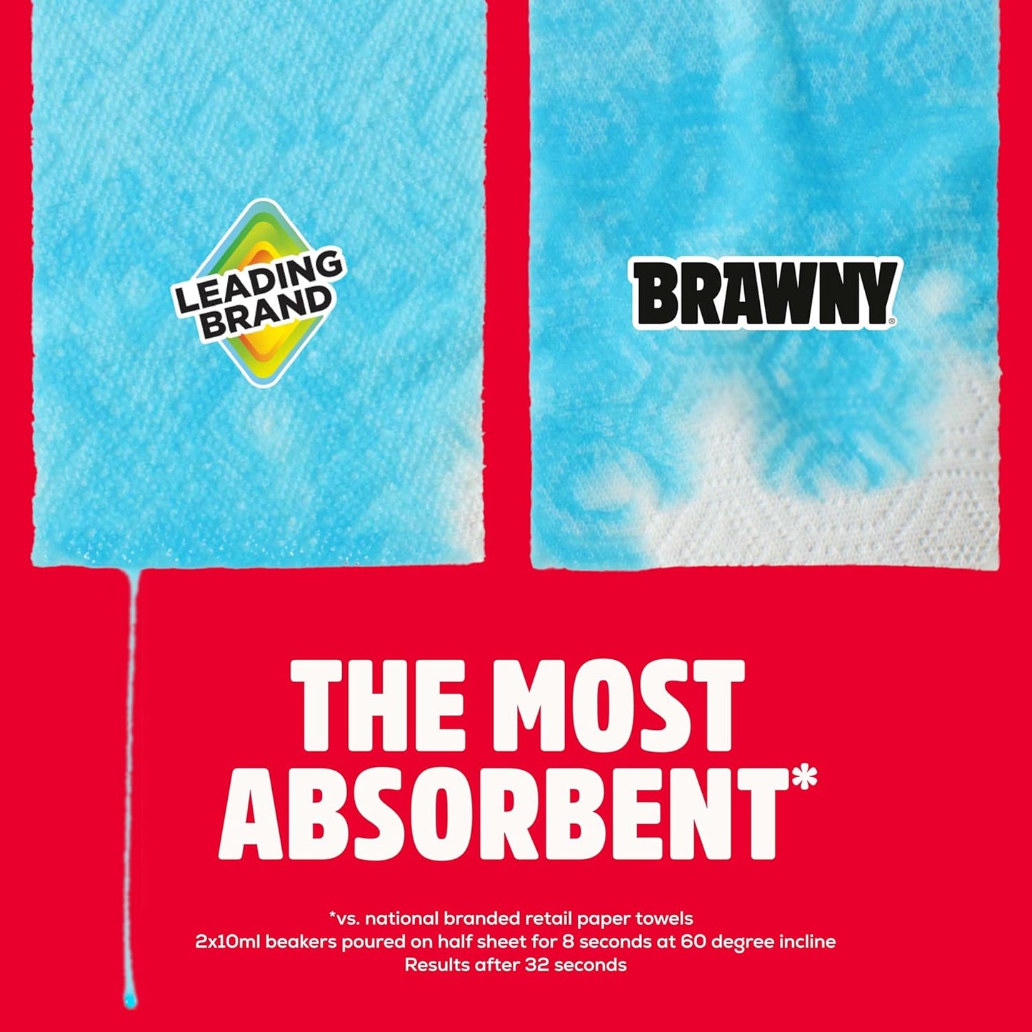 Brawny Paper Towels - 3-Ply Tear-A-Square, Strong & Absorbent | 6 Double Rolls (12 Regular Rolls)