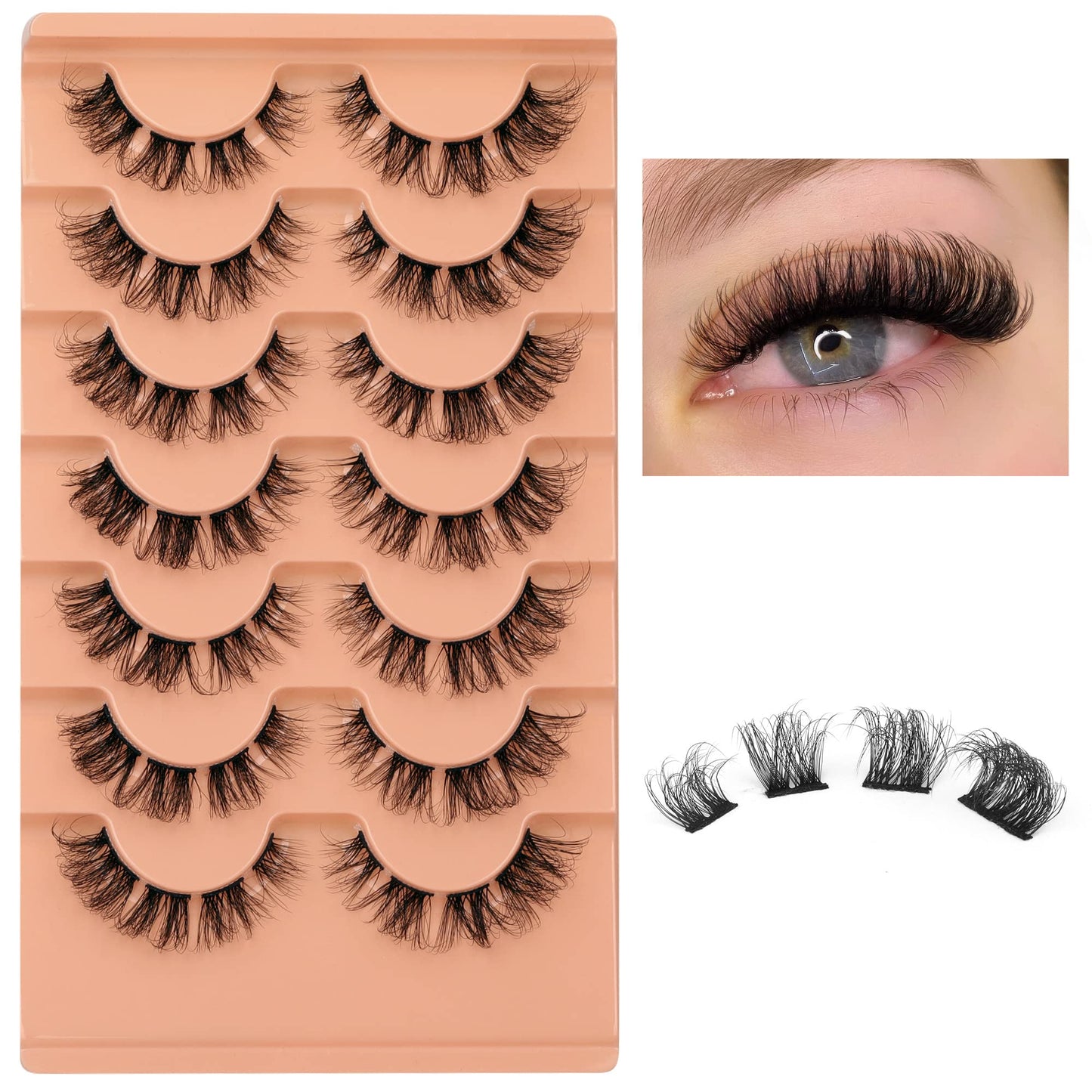 Fluffy Cluster Eyelash Extensions Natural Lash Clusters Spider Cluster Lashes D Curl Individual Lashes Wispy Eyelash Extensions Lashes Strips DIY Lash Extensions False Eyelashes Multipack by Eefofnn