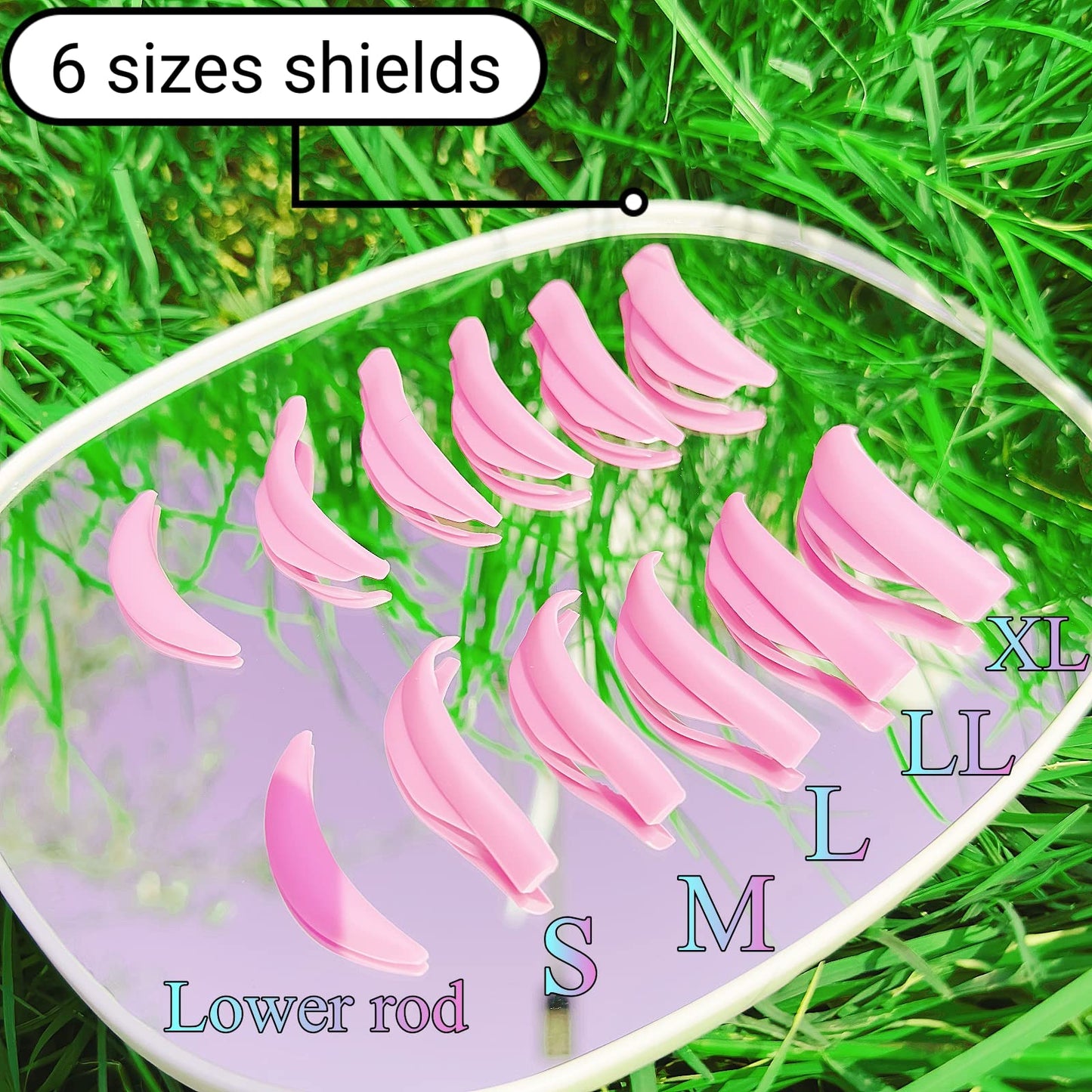 Lash Lift Pads Shield, DIY Eyelash Lift Pad, Perm Rods 6 Size Lifting Eyelashes Up Rapidly Super Curl Lami Lamination Roller Guards 6 Pairs Easily Stay on Eyes Well Soft Silicone(Mega L curling)