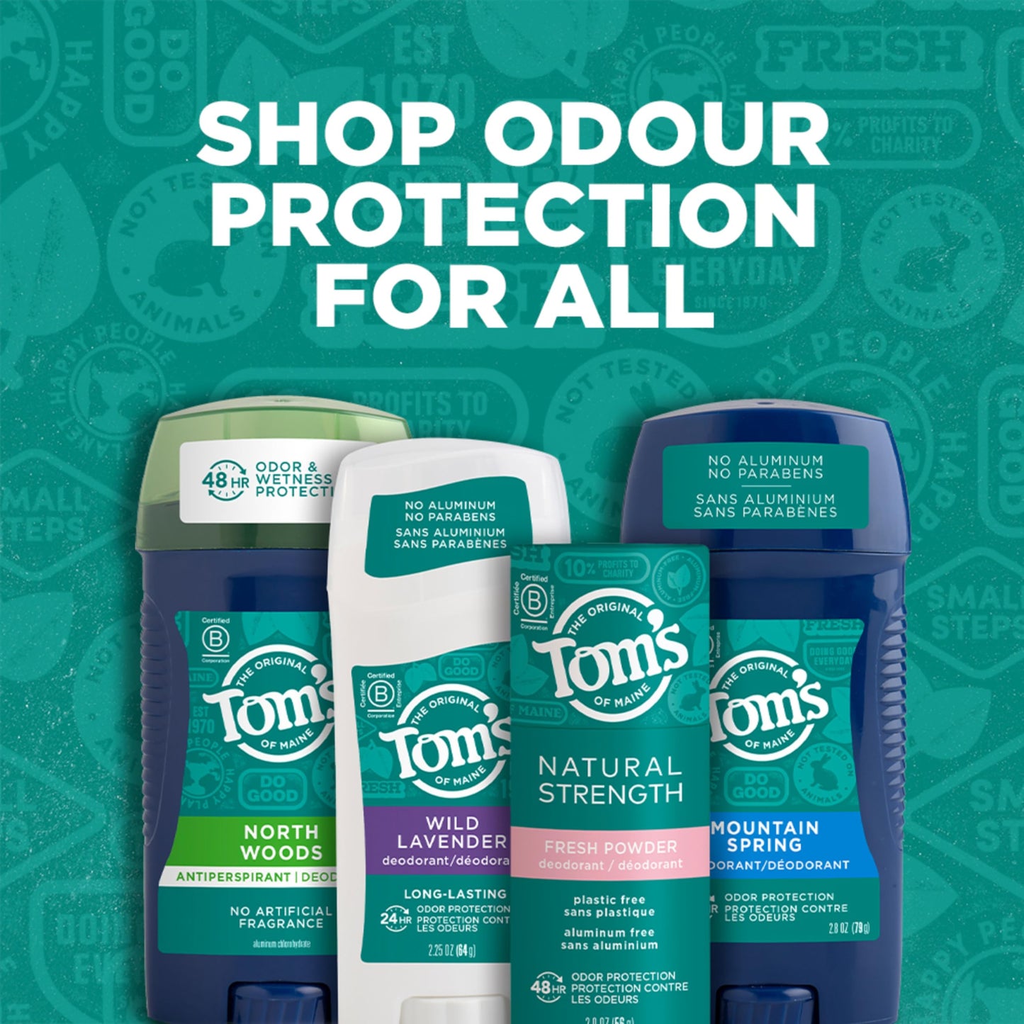 Tom's of Maine Long-Lasting Aluminum-Free Natural Deodorant for Men, Mountain Spring, 2.8 oz. 3-Pack (Packaging May Vary)