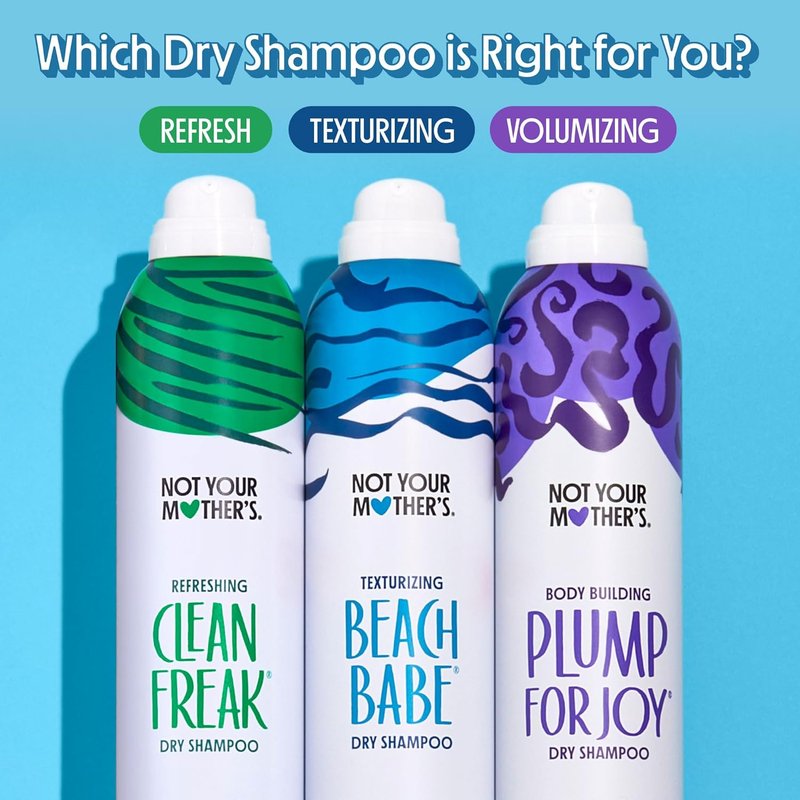 Not Your Mother's Dry Shampoo Spray - 3-Pack Assortment for Oily Hair | Clean Freak, Plump for Joy & Beach Babe - 7 oz Each