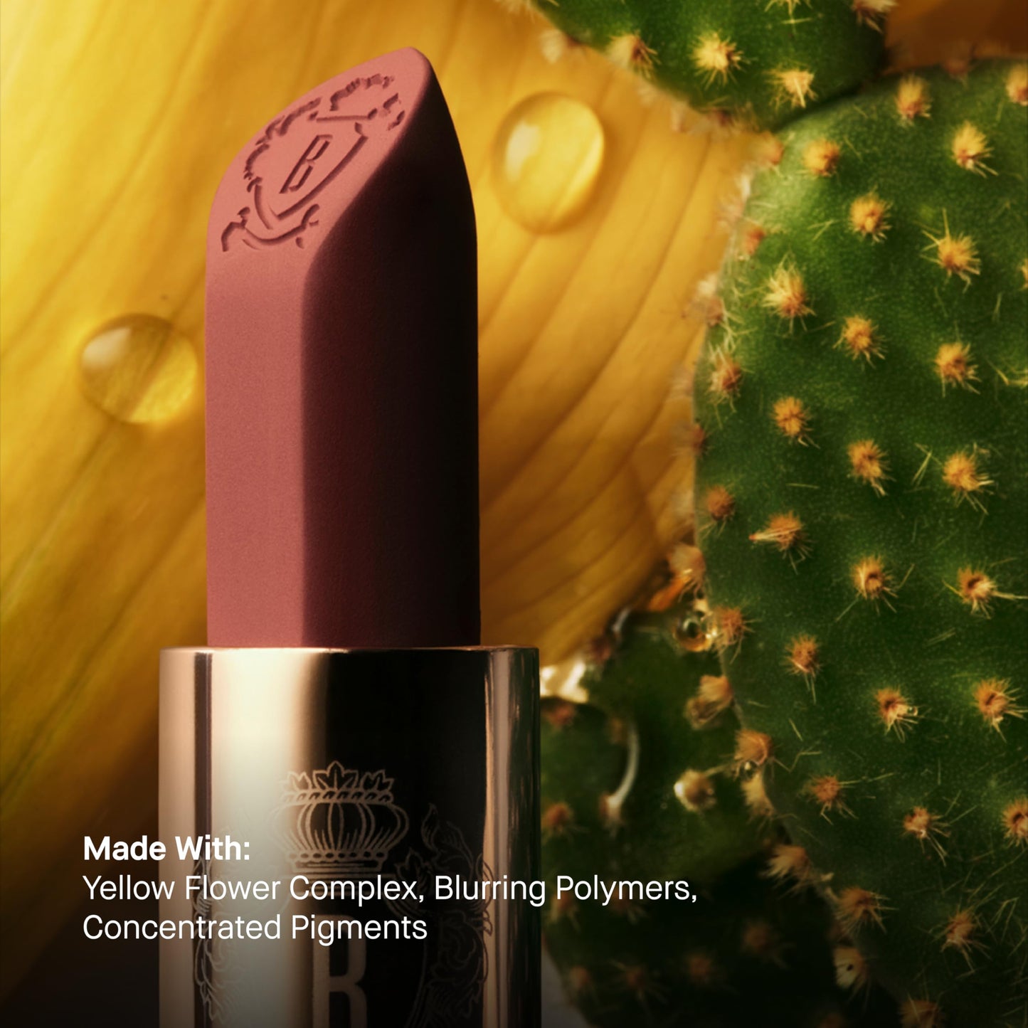 Bobbi Brown Luxe Cashmere Matte Lipstick | Non-Drying, Hydrating, Ultra-Matte Finish | Yellow Flower Complex, 0.12 Ounce, Claret
