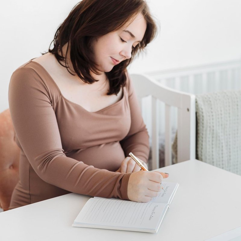 Pregnancy Journal - Linen Guided Memory Book with Sonogram Photo Insert | Beige