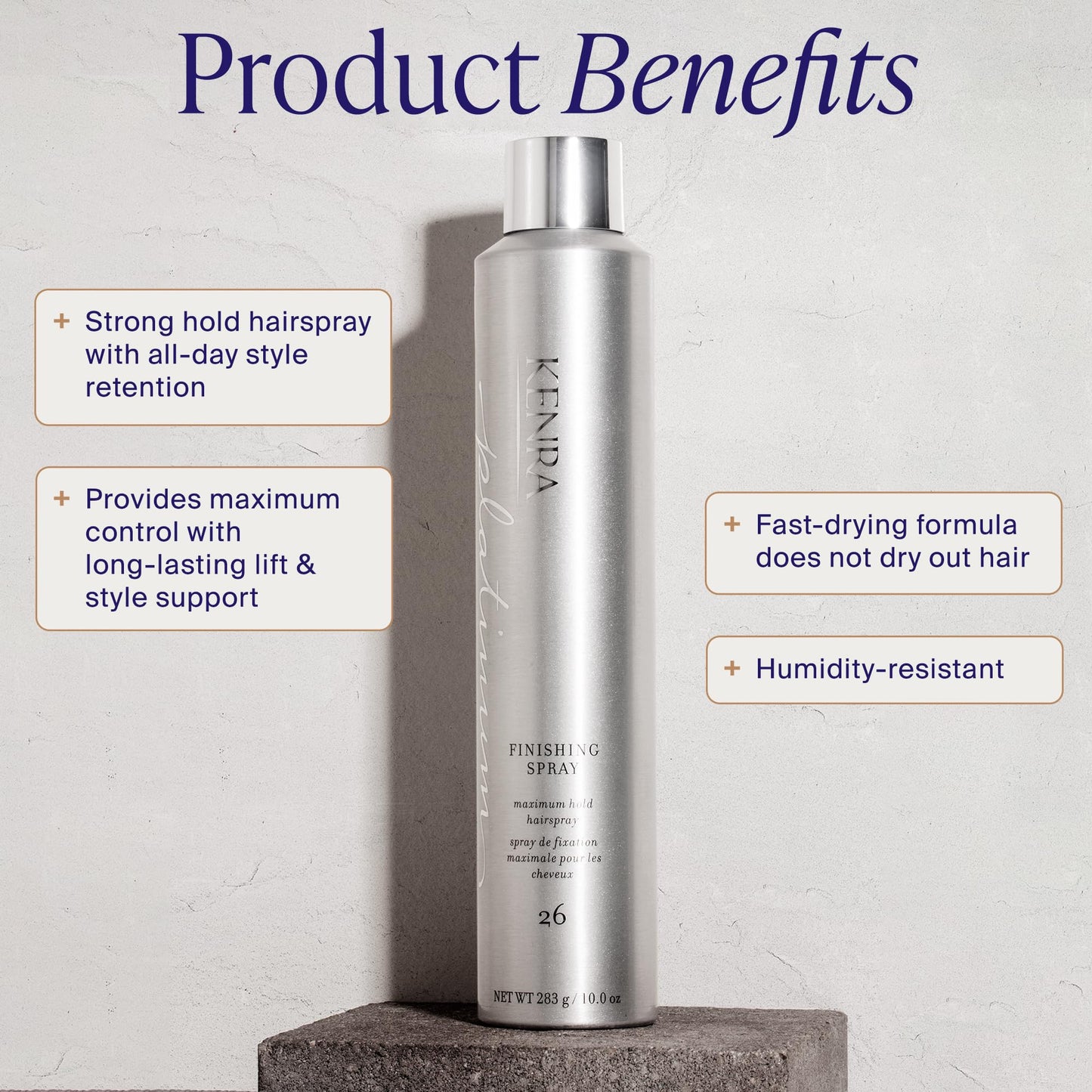 Kenra Platinum Finishing Spray 26 80% | Maximum Hold Hairspray | Fast-drying, Non-Flaking, Non-Drying | Humidity-Resistant |All-Day Style Retention |High-Shine Finish |All Hair Types | 10 oz