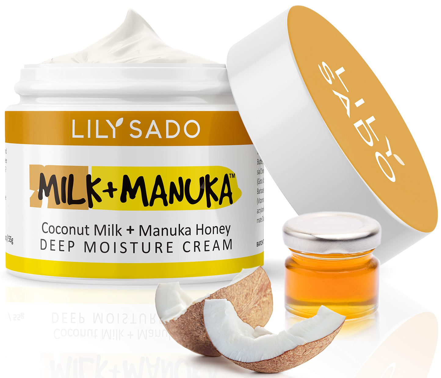 LILY SADO MILK+MANUKA™ Coconut Milk & Manuka Honey Natural Face Moisturizer - Non Greasy Organic Facial Cream with Cocoa Butter & Gotu Kola - Amazing Anti-aging, Cruelty-Free Formula. For Women & Men