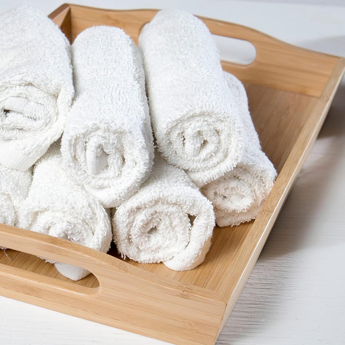 Economy White Washcloths Set - 60 Pack Cotton Blend Cleaning Rags | Quick Drying & Soft Face Cloths (12x12 Inches)