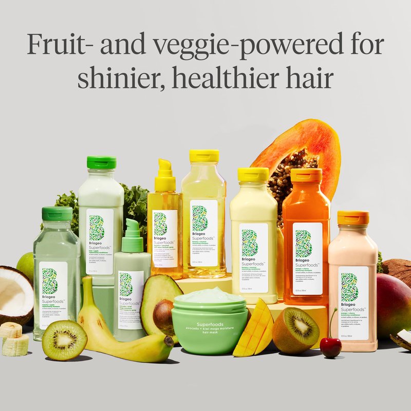 Briogeo Superfoods Mango + Cherry Balancing Shampoo for Oily Hair | Gentle Cleanse & Oil Control | Vegan & Cruelty-Free | 12.5 fl oz