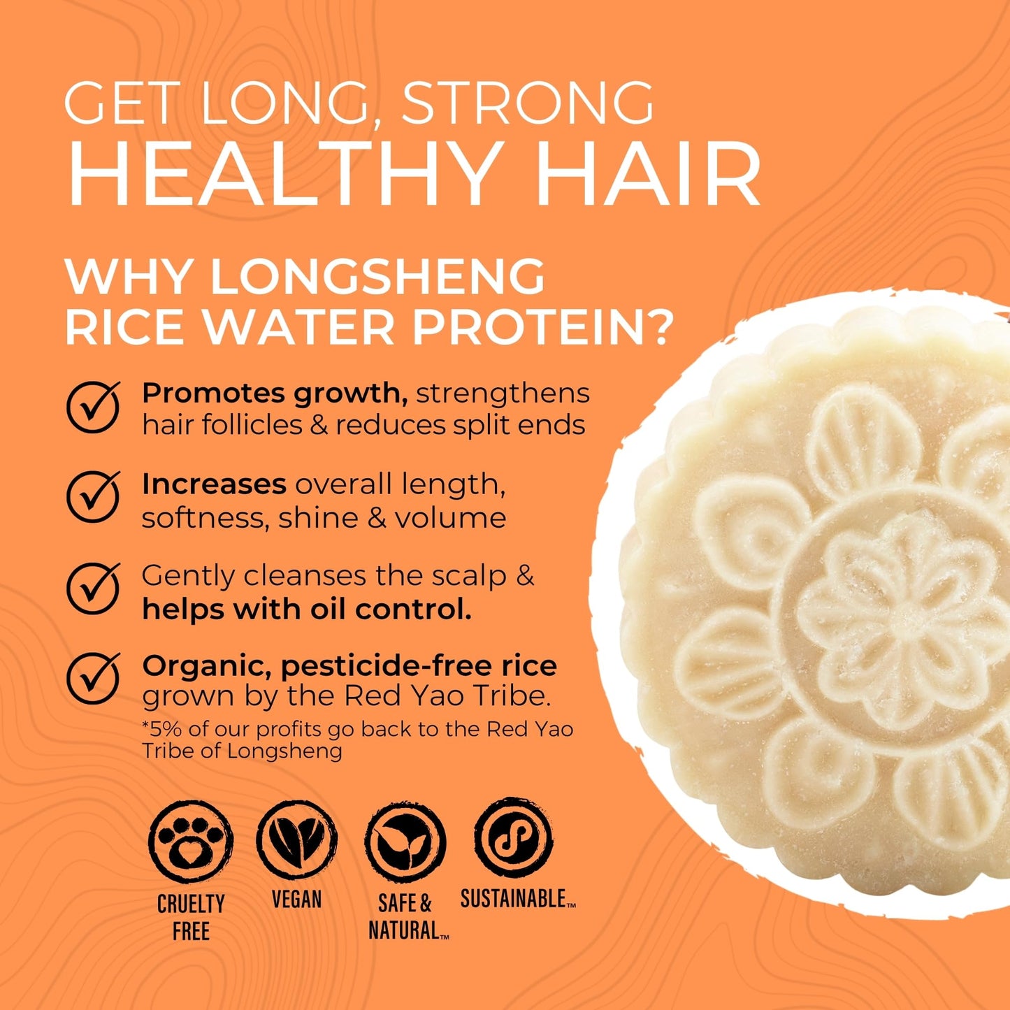 Viori Shampoo Bar - Handcrafted with Longsheng Rice Water & Natural Ingredients - Sulfate-free, Paraben-free, Cruelty-free, Phthalate-free, pH balanced 100% Vegan, Zero-Waste