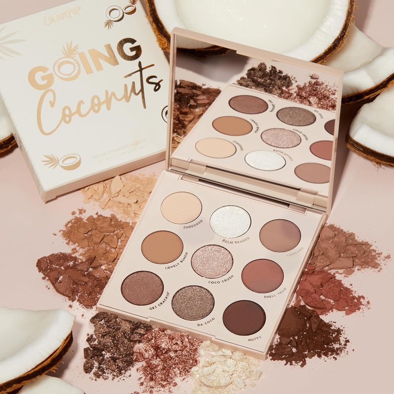 ColourPop Going Coconuts Eyeshadow Palette - Cool-Toned Neutral Shades with Ultra-Velvety Finishes | Long-Lasting High-Pigment Makeup (0.3 oz)