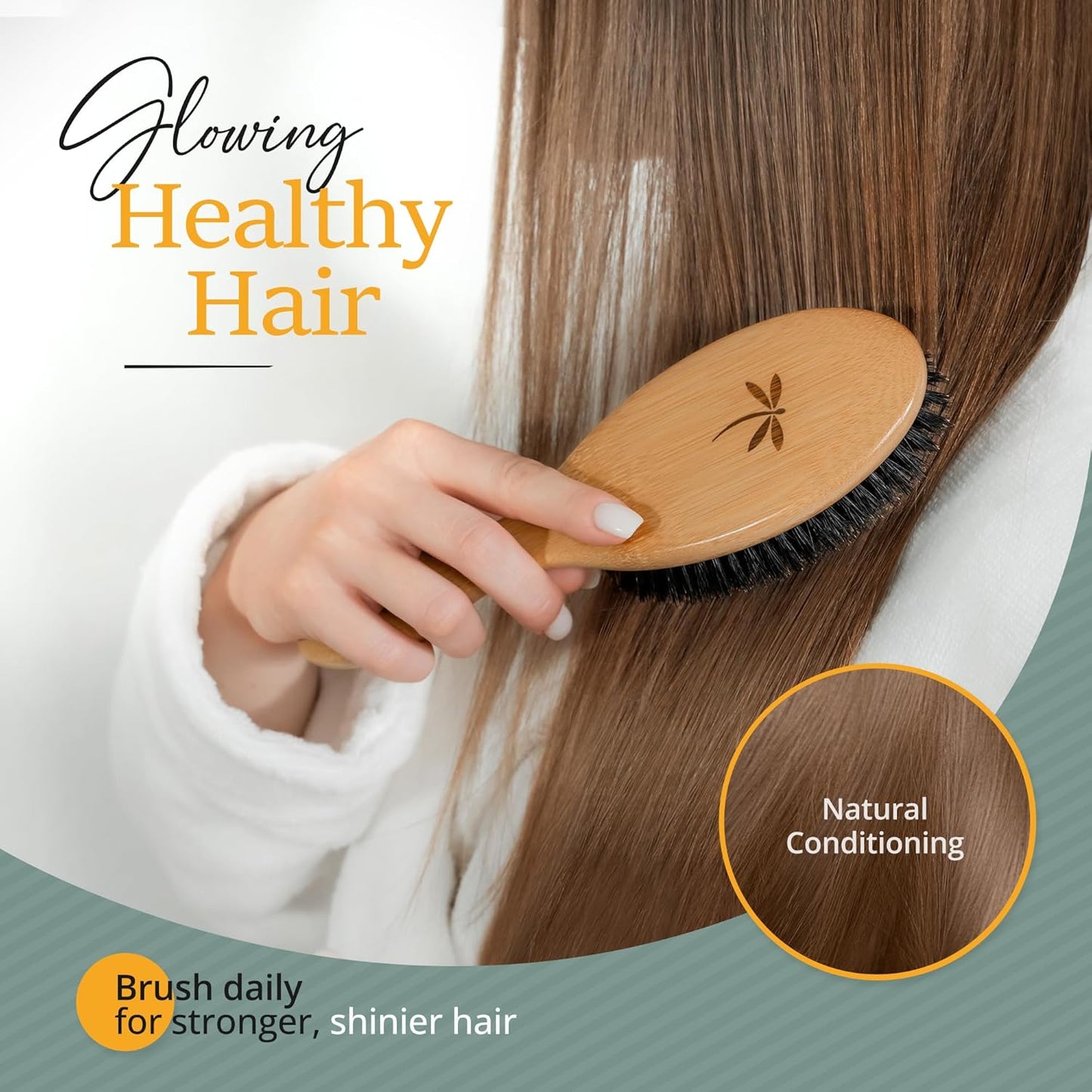 Belula 100% Boar Bristle Hair Brush Set - Soft Natural Bristles for Thin & Fine Hair | Includes Wooden Comb, Travel Bag & Spa Headband
