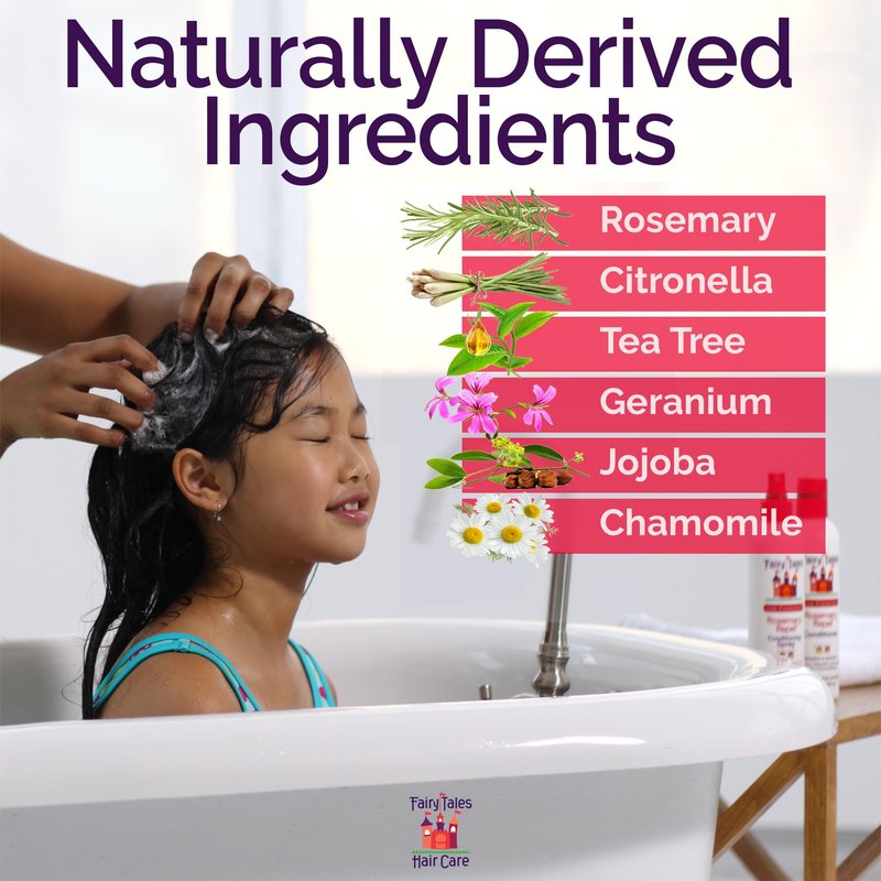 Fairy Tales Rosemary Repel Daily Kids Shampoo, 12 fl oz. and Conditioner, 8 fl oz. Duo – Kids Like the Smell, Lice Do Not