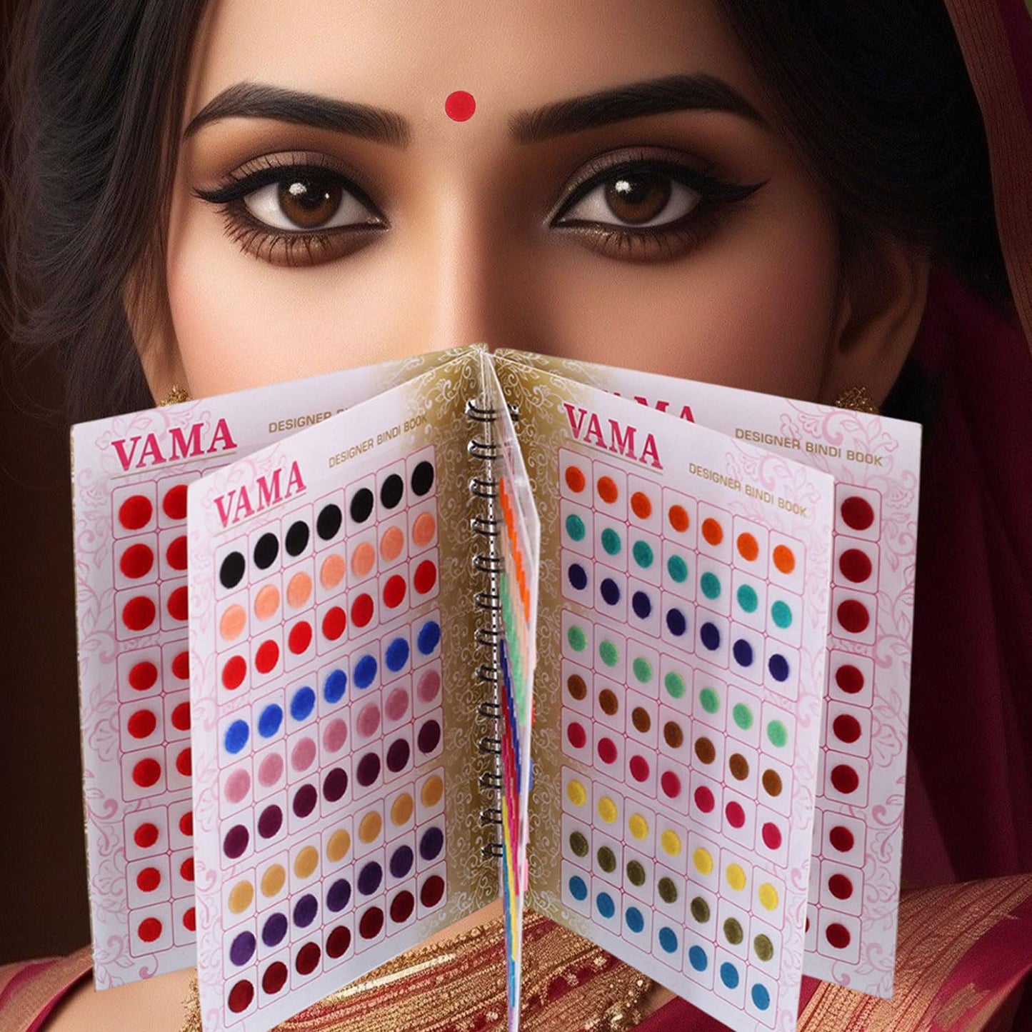 VAMA Premium Velvet Multicolor Forehead Stickers Bindiya Bindis Bollywood Bindi Booklet for Women (Pack of 948 - Bindi Book)
