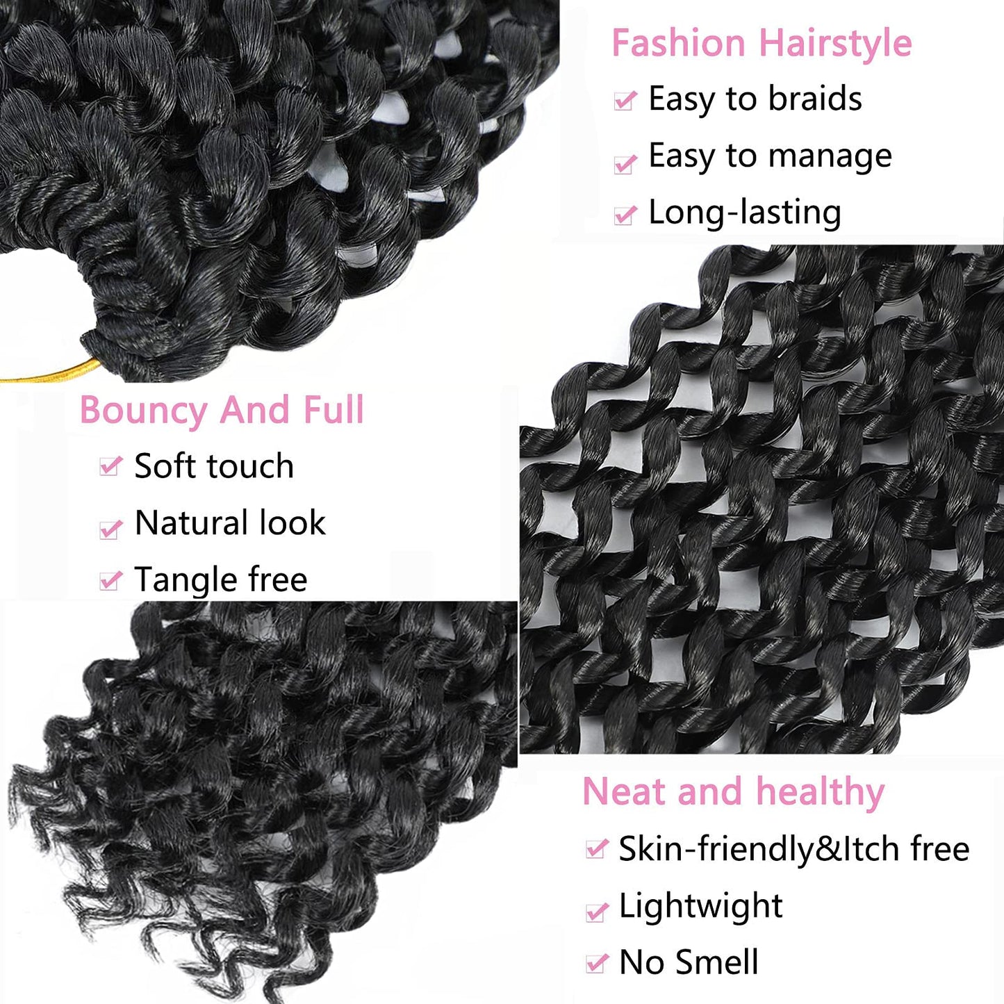 Passion Twist Hair 26 Inch 8 Packs Long Passion Twist Crochet Hair For Women Water Wave Braiding Hair Bohemian Spring Twist Hair Synthetic Hair Extension (26 Inch (Pack of 8), 1B#)