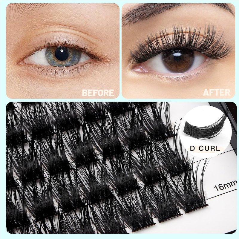 Large Pack,DIY Eye Lashes Extensions 120pcs Wide Stem Cluster Eyelashes Mixed 10-12-14-16mm/14-16-18mm/12-14-16mm Individual False Eyelashes Dramatic Look (mixed 10-12-14-16mm)