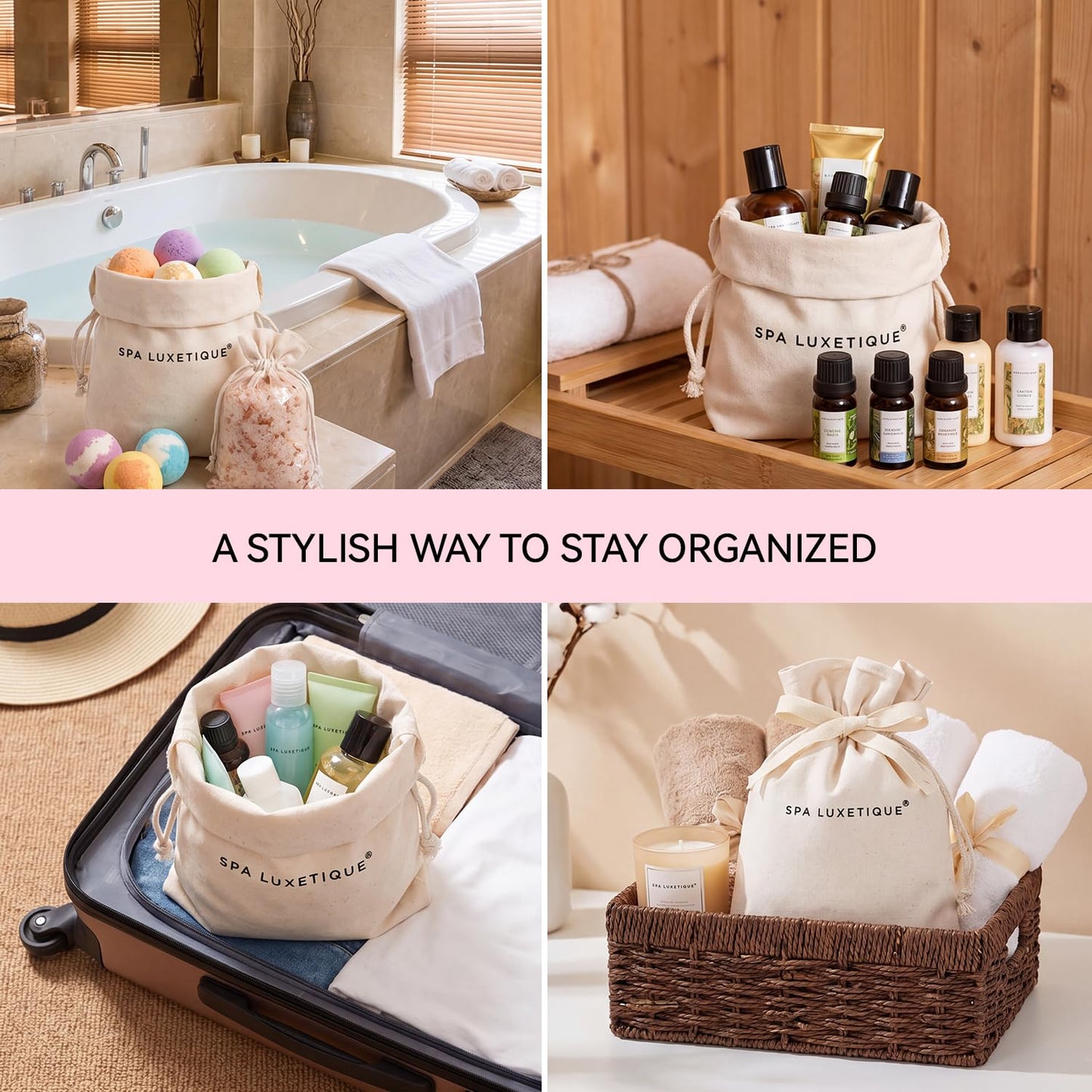 Spa Luxetique Gifts for Women, 6 Pcs Rose Spa Gift for Women, Womens Gift Set with Bubble Bath, Birthday Christmas Anniversary Valentine's Day Gifts