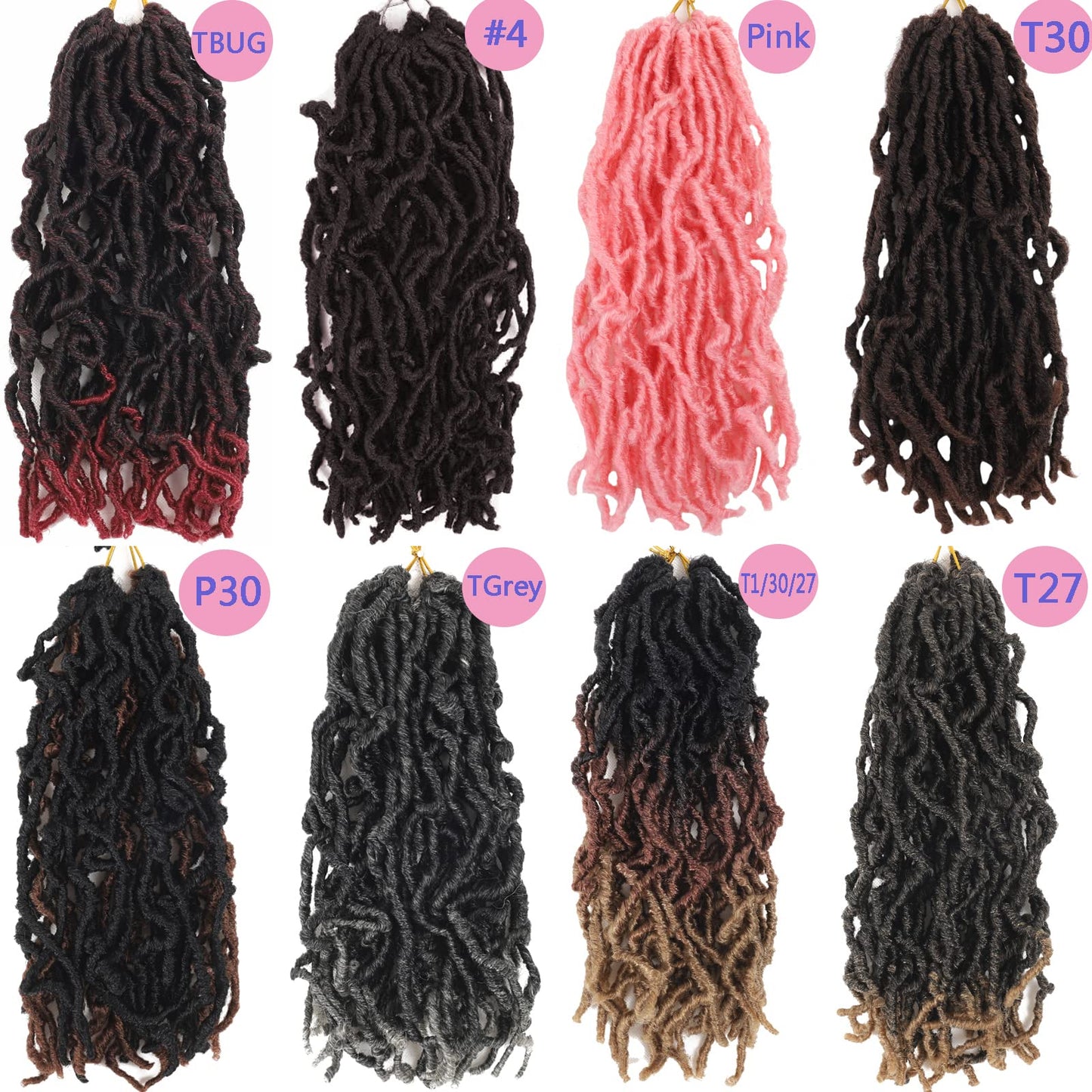 Bylatt 8 Packs Short Faux Locs Crochet Hair 120 Strands 12Inch Soft Locs wavy Dreadlocks Crochet Braids Natural Black Pre-Looped Crochet Hair for Women (TBUG, 12 Inch (Pack of 8))