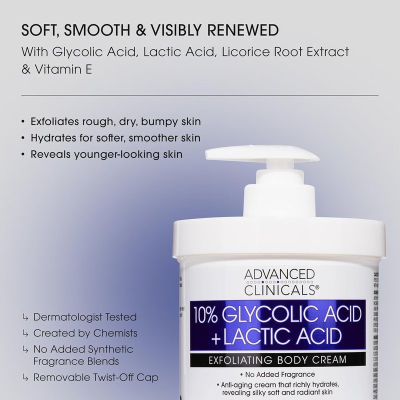 10% Glycolic Acid & Lactic Acid Lotion - Exfoliating Moisturizer with Hyaluronic Acid | 2-Pack for Smooth, Even Skin Texture