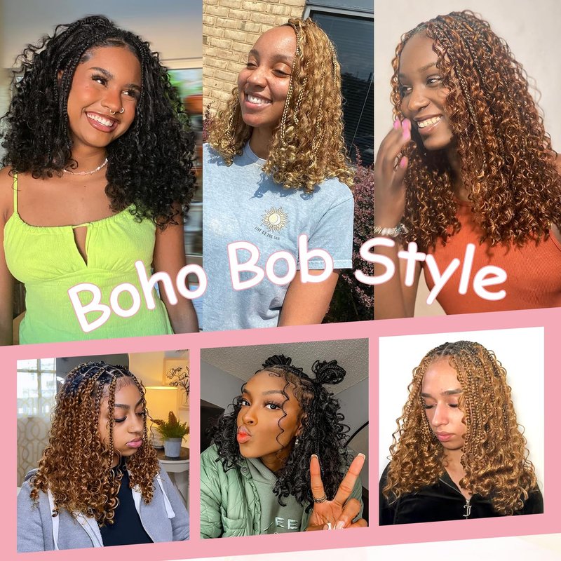 Urbeauty Human Braiding Hair for Boho Bob Braids Deep Wave Bohemian Hair for Braiding,14 in Boho Braids Bulk Human Hair Knotless, Boho Locs, Boho Twist, Gypsy, Goddess, Curly, Micro, No Weft #1B