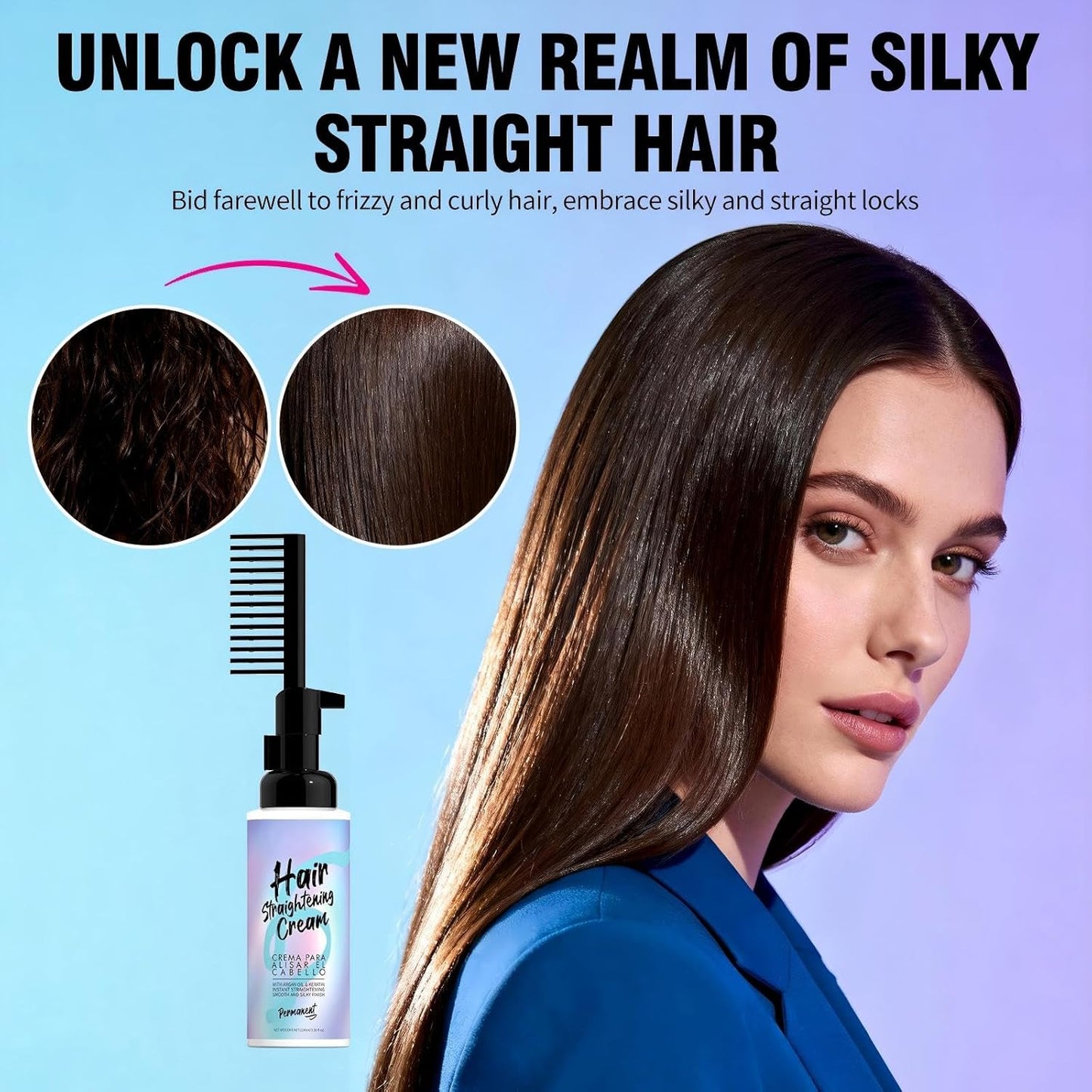 Hair Straightening Cream - Long-Lasting Frizz Control & Heat Protection | Nourishing Plant Extracts, 100g/3.53 Fl Oz