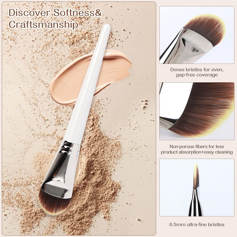 SEINGTOOM Flat Foundation Brush, Korean Makeup Brush, Soft Synthetic Bristles for Liquid & Cream Foundation, Concealer Contour, Seamless and High-Coverage Face Makeup (white)
