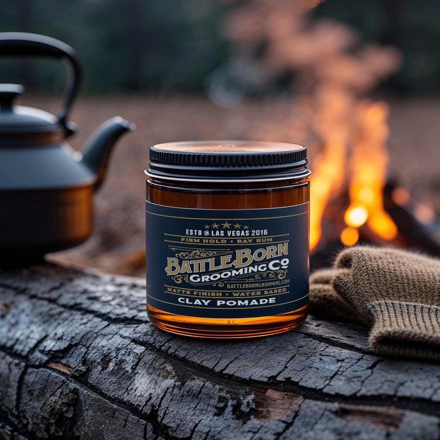 Volumizing Hair Clay Pomade - Battle Born Grooming Co | 4 oz for Strong Hold & Texture