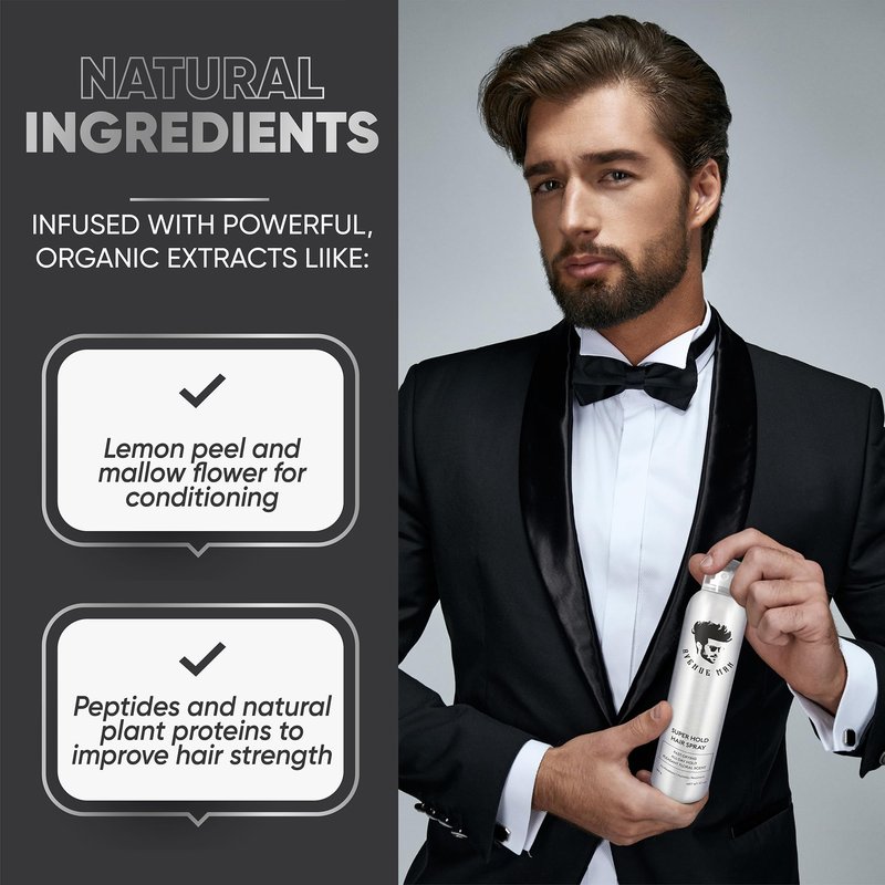 Avenue Man Super Hold Hairspray for Men - Fast-Drying Men Hair Spray - Shapes, Lifts & Holds Hair for Long-Lasting Control - Mens Hair Spray Extra Hold for Effortless All-Day Control - 10 oz