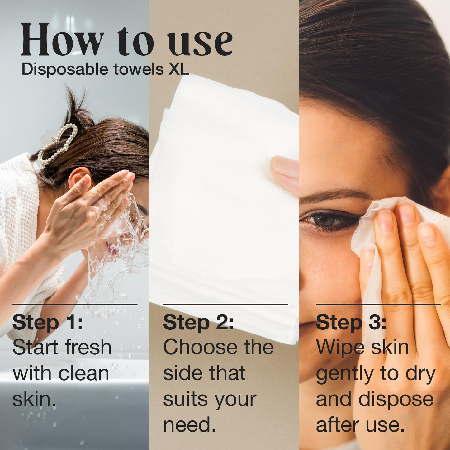50 CT Face Cloths for Washing Face – Biodegradable Viscose Disposable Face Towel – Ultra Absorbent Clean Towels Wipes for Skincare & Makeup Removal – Lint-Free Facial Towelettes for Sensitive Skin