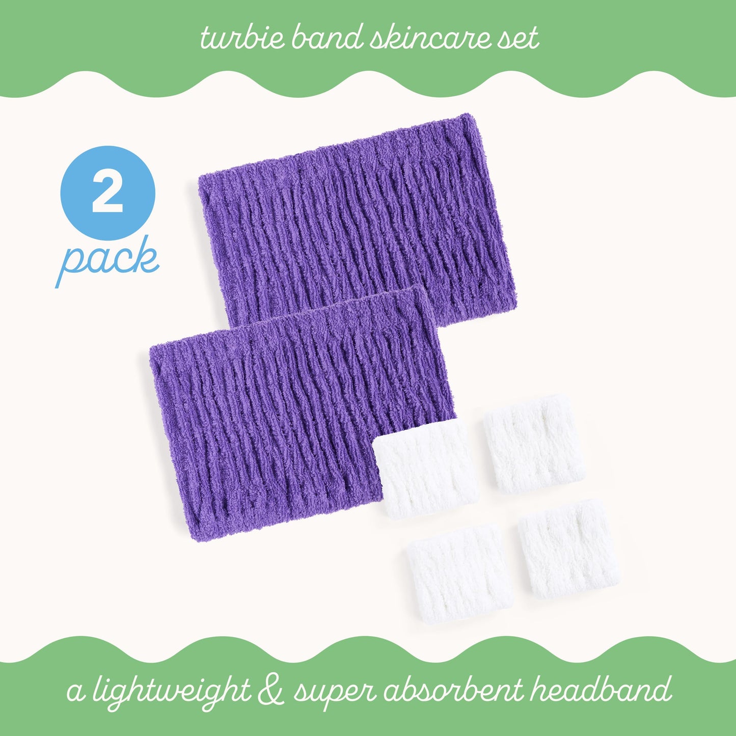 Turbie Twist 2 Headbands & 4 Wristbands Set – Cotton, Extra-Wide, All Hair Types, Passion Flower