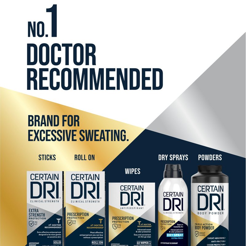 Certain Dri Everyday Strength Clinical Antiperspirant - 72-Hour Sweat & Odor Protection for Excessive Sweating - Strong Deodorant for Men & Women, Fresh Scent, Underarm Sweat Control - 2.6 oz (3 Pack)