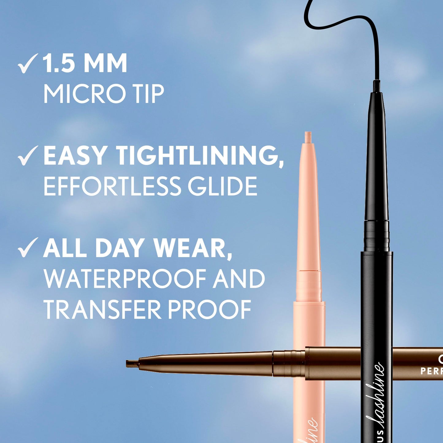 CoverGirl Perfect Point Plus Lashline, Bold Black, Micro Eye Pencil, Ultra-Precise 1.5 Millimeter Tip, Creamy Gel Formula, Clean & Vegan, Talc-Free, Waterproof, 0.002oz