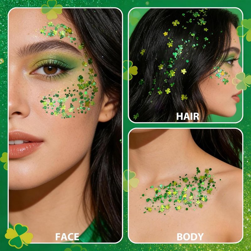 Shamrock Glitter Stick for Face, Hair & Body | St. Patrick's Day Four Leaf Clover Green Makeup