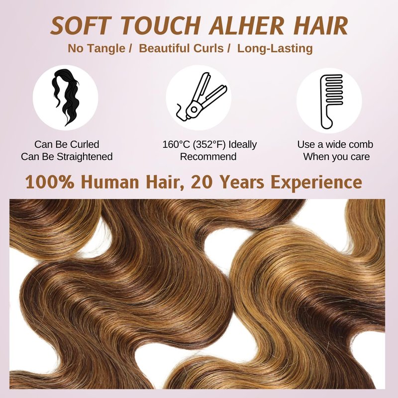 Long Deep Part 2x6 Closure Body Wave - Honey Blonde & Ombre Brown HD Lace, 10 Inch Real Human Hair